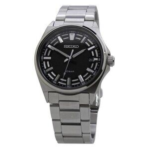 NWT Authentic Seiko Classic Quartz Black Dial Men's Watch